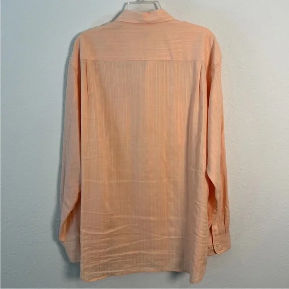 Tommy Bahama Men’s Large Striped Light Orange Linen Blend Button Up Shirt - Picture 9 of 14